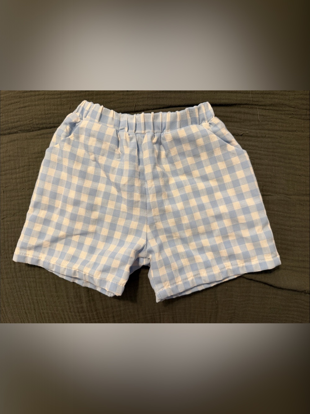High-Waist Blue Gingham Women's Shorts
